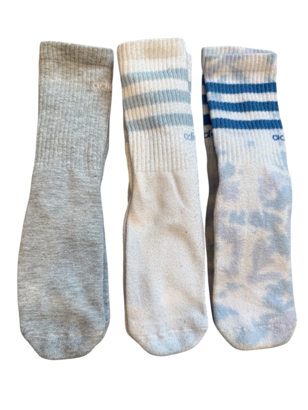 ☀️ Adidas | Athletic Crew Socks - Gray, White & Blue Stripes